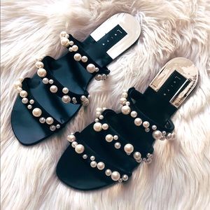 Leith Pearl Embellished Strappy Sandals